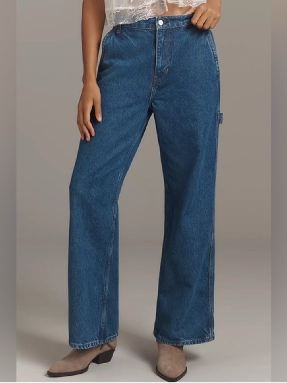 Reformation Diego Mid-Rise Baggy Utility Jeans Medium Wash Trendy - Picture 3 of 14